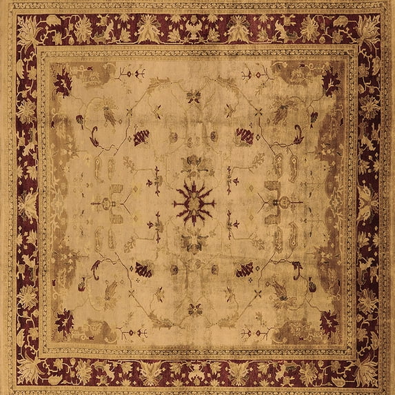 Ahgly Company Indoor Square Oriental Brown Industrial Area Rugs, 4' Square