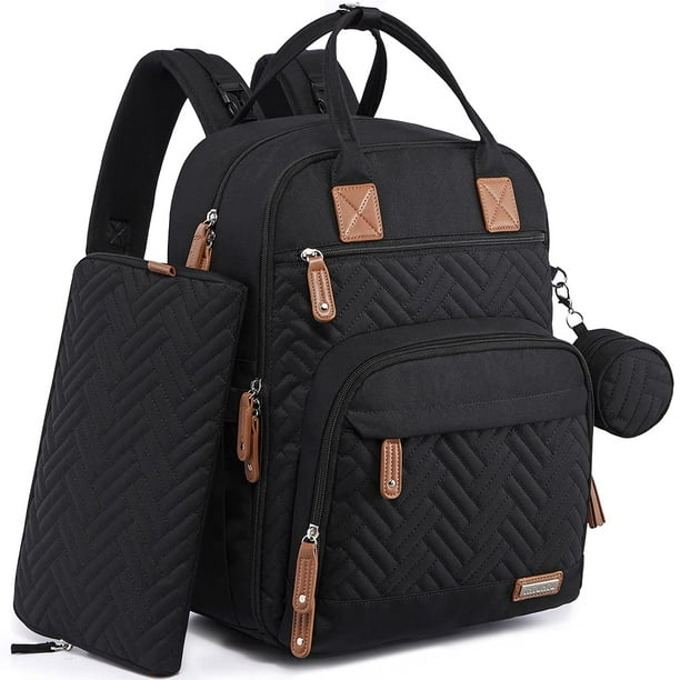 iniuniu Mochila para pañales, kit 4 en 1, grande, unisex, mochila de viaje impermeable para bebés, niños y niñas, con bolsa para pañales, cambiador lavable, estuche para chupete y correas para cocheci