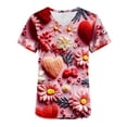thumbnail image 3 of Valentine's Day Savings Clearance 2024! TAGOLD Women Scrub Tops, Print Scrub Tops, Women's Valentine's Day Printed Pocket Short Sleeve V-Neck Nurse Top, 3 of 4