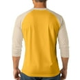 thumbnail image 4 of Men's T Shirts 3/4 Sleeve Button Henley Neck Color Block Pullover Tops Lightweight Classic Slim Fit Workout Basic Tees Z001-Yellow XXL, 4 of 6