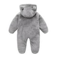 thumbnail image 4 of Kaemgyyd Newborn Baby Fleece Jumpsuit Winter Warm Sherpa Fuzzy Hooded Rompers Cute Long Sleeve Footed Outwear Outfits 2 Pc, 4 of 7
