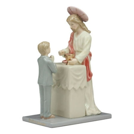 Fine Porcelain My First Communion Jesus With Child Boy Statue 7 Tall Keepsake