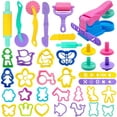 thumbnail image 1 of Kids' Play Dough Tool Set - 22pcs Plastic Craft Kit with Animal Cutters, Assorted Colors, 1 of 5