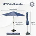 thumbnail image 2 of TOTAL 9FT Patio Umbrella Outdoor Market Umbrella with Silver Aluminum Pole, UV Resistant Canopy, Wind Vent, Tilt & Crank System, Perfect for Patio, Garden, Deck, Pool, Outdoor Dining, Navy Blue, 2 of 7
