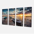 thumbnail image 2 of Boats and Jetty under Dramatic Sky - Modern Canvas Art Print, 2 of 3