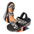 thumbnail image 2 of Wovix Women Leopard Pattern Sandals Summer Elegant Comfortable Flat Slippers Beach Walking Shoes Grey 41, 2 of 7