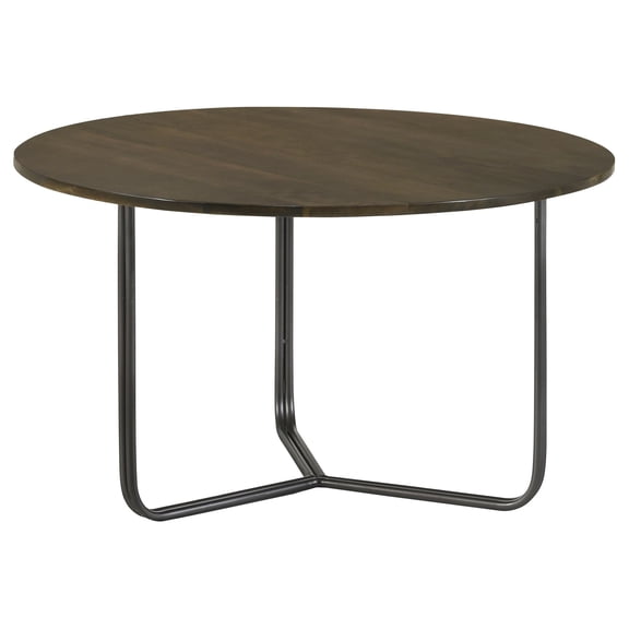 Pemberly Row 30" Round Wood Top Accent Table in Natural/Gunmetal