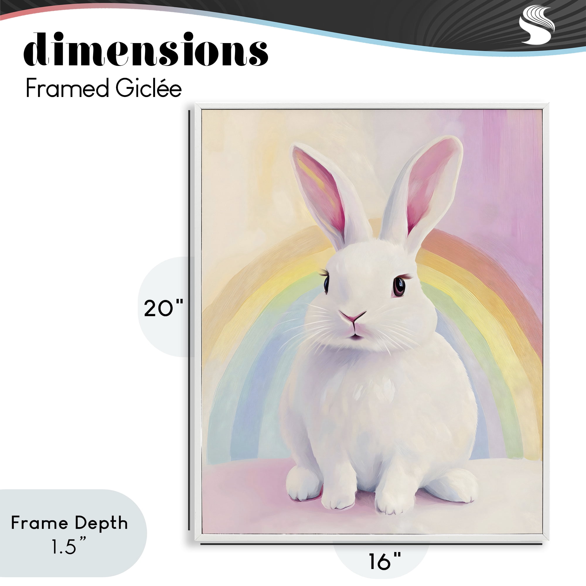 Stupell Industries Rainbow Bunny in Pastel Hues White Framed Giclee Art, design by The Prints Vibe