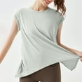thumbnail image 4 of YeJammarp Spandex Athletic Workout Tops Womens Cutout Open Back Split Crew Neck Cap Sleeve High Low Hem Yoga Tees (Large, Green), 4 of 6