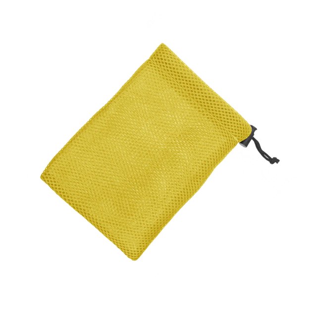 Ruiboury Small Mesh Drawstring Bag Durable Mesh Bag for Cosmetics Golf Balls Swimming Yellow 15.5x21cm