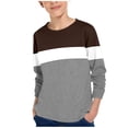 thumbnail image 1 of T-shirt Thermique de Base Brun Garçon Fille pour Détente Sortie pour Enfants Fille Garçon Hiver Automne à Manches Longues Col Ras du Cou à Blocs de Couleur Coupe Ample Hauts Chemises Enfant 2025 Vêtements 13 Ans, 1 of 8