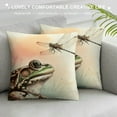 thumbnail image 3 of Leisuo Frog and Dragonfly Throw Pillow Cover Watercolor Amphibian Predator Insect Fly Bug Wings Pillow Case Decorative Square Cushion for Home Couch Bed, 3 of 5