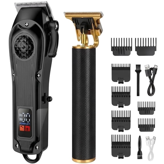 Obacre Men's Hair Clippers Kit with Corded & Cordless Operation, Adjustable Blade Barber Clippers and Rechargeable Beard Trimmer for Home Haircuts