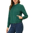 thumbnail image 5 of INSPIRE CHIC Women's Lightweight Stand Collar Zip up Biker Moto Jacket S Lake Green, 5 of 8