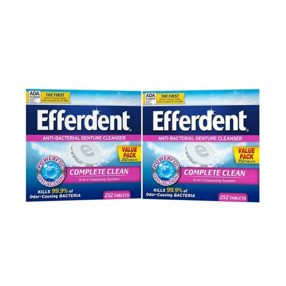 2 Pack | Efferdent Anti-Bacterial Denture Cleanser Tablets, 252 ct.