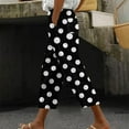 thumbnail image 2 of QATAINLAV Womens Plus Size Capri Pants Summer Casual Drawstring High Waist Wide Leg Cropped Trouser Trendy Polka Dot Print Beach Capris Pants Black XL Sales Today, 2 of 6