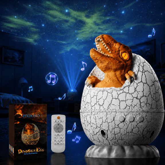 Dinosaur Egg Galaxy Projector, 8 Light Modes Aurora Projector with Music & Timer, Room Decor, Soothing Sleep Aid Gift for Girls/Boys