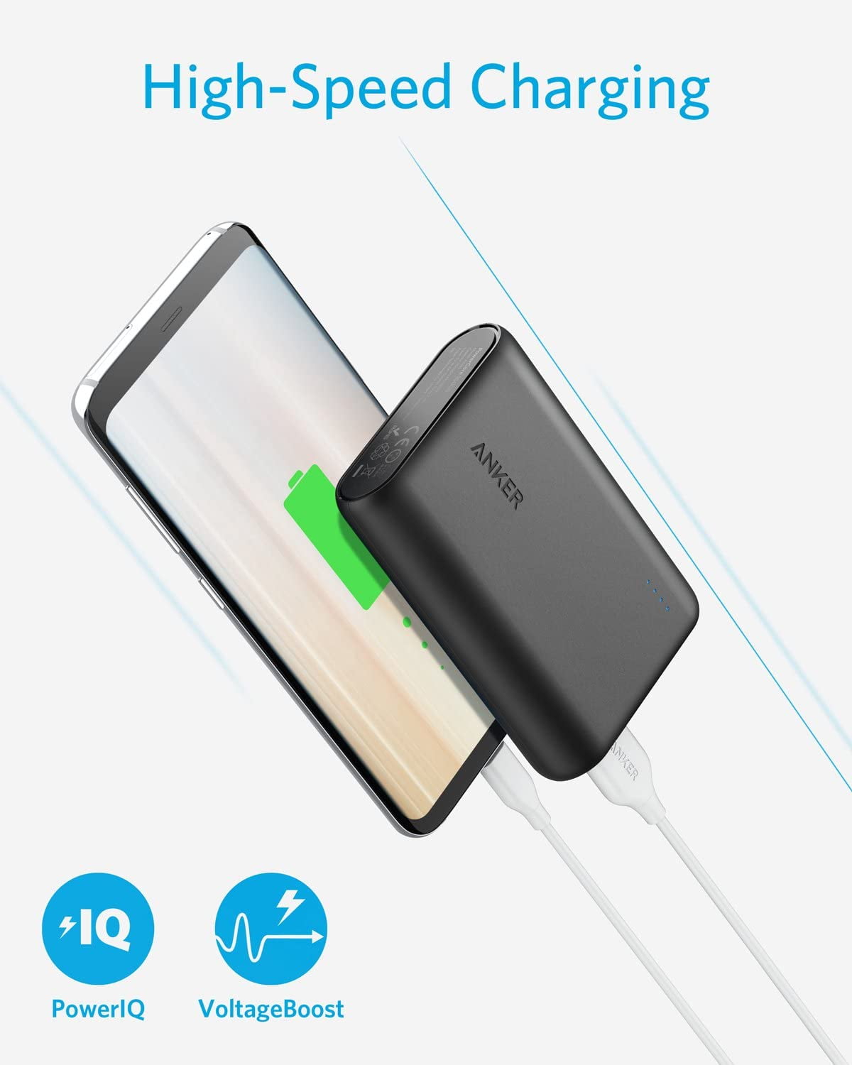 High-Speed Charging Technology Power Bank for iPhone Ultra-Compact Anker PowerCore 10000 One of The Smallest and Lightest 10000mAh External Batteries Samsung Galaxy and More 