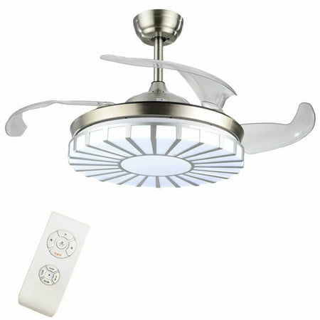 

OUKANING 42 Ceiling Fan Light Modern LED Lamp Retractable Blade with Remote Control USA