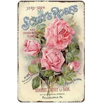 Vintage Pink Rose Wall Decor Tin Sign - French Country Victorian Cottage Shabby Chic Flower Signs for Room, Bathroom, Garden, Farmhouse Wall Decor Art Accessories, Gift for Women, 8 x 12 inch