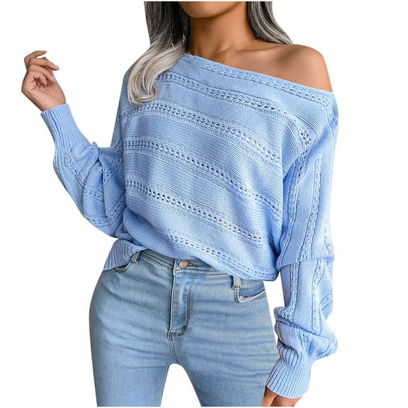 Babysbule Sweaters for Women Women Fashion Casual Solid Color Casual Loose Long Sleeve Sweater