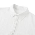 thumbnail image 5 of Iugvhana Men's 100% Cotton Shirt Casual Solid Trendy Texture Shirts Short Sleeve Button Down Hawaiian Shirts with Pocket White S, 5 of 9