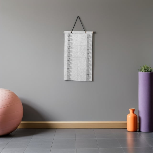 unbranded 2Ud Soporte Pared Para Cinturones De Marciales En Fieltro Gris Organizador Espacio Deportivo