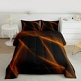 thumbnail image 2 of Manfei Geometric Geometric Lines Queen Comforter Set,Modern Abstract Art Bedding Sets,Orange Black Ribbon Bedding Comforter Set For Teens,Microfiber Bedroom Decor Reversible,3pcs, 2 of 8