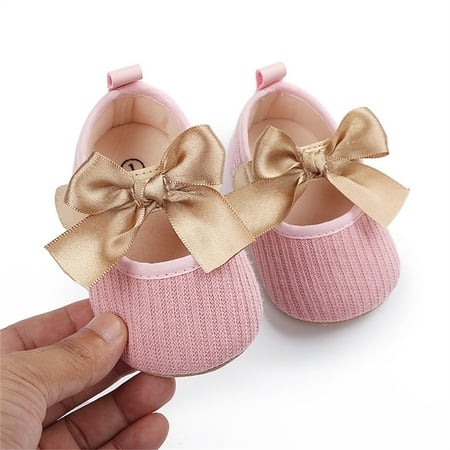 

Toddler Kids Girls Soild Colour Bowknot Princress Shoes Soft Sole The Floor Barefoot Non Slip First Walkers Prewalker Shoes