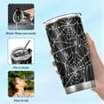 thumbnail image 4 of Halloween Tumbler Spider Web White Insulated Coffee Cup Back to School Beverage Container Office Travel Mug with Straw and Lid 20oz Holiday Gift Day of The Dead Present, 4 of 5