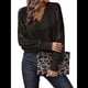 thumbnail image 2 of Camisas de Larga para Mujer, Blusas de Encaje con Cuello en V, Blusas Informales de Negocios, Conjuntos de Moda de Otoño, Ropa Negro L, 2 of 7