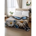 thumbnail image 2 of Butterfly Daisy Queen Size Flat Sheet, Wrinkleproof & Fadeproof Cooling Flat Bed Sheet Only, Retro Spring Floral Flower Wooden Grain Breathable Soft Bedding Top Sheets 90 x 102 Inches, 2 of 8