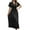 Black, variant on Fesfesfes Pleated Chiffon Dress for Women V Neck Short Sleeve Evening Gowns Loose Casual Waist Lace Up Long Dress Semi Formal Wedding Guest Dress