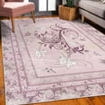 thumbnail image 3 of Spring Decorative Rug, Swirling Floral Look Design of Blossoming Flowers and Flying Butterflies, Quality Carpet for Bedroom Dorm and Living Room, 6 Sizes, Baby Pink and Plum, by Ambesonne, 3 of 4