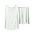 thumbnail image 3 of QATAINLAV Women's Modal Sleeveless Sleepwear 2 Piece Sets Loose V Neck Tank Tops and Lounge Shorts Pajama Matching Set, White, M, 3 of 8