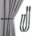 thumbnail image 1 of Deco Window Porte-Rideaux 2 Pcs Support Mural pour Rideaux Crochets de Fenêtre pour Décoration Intérieure Noir Mat, 1 of 5