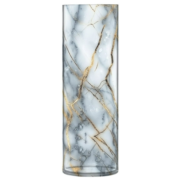 JSTEL Gold Marble Flower Vase Decorative Floreros for Home Decor Bedroom Living Room Office Table Shelf Bathroom