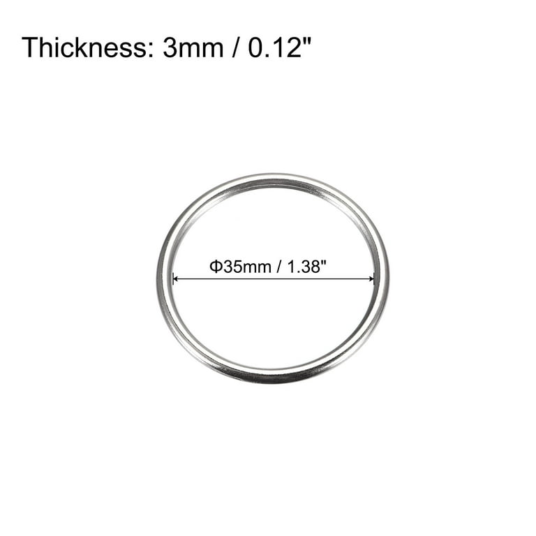 Metal O Rings, 15 Pack 35mm(1.38 inch) ID 3mm Thick Welded O-Ringe, Silver Tone, Size: Small