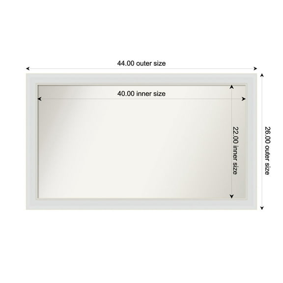 Amanti Art Custom Framed Wall and Bathroom Mirror (26 x 44 in.), Flair Soft White Frame
