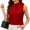 Red, variant on Womens Top Sleeveless Mock Neck Blouses Pleated Work Shirts Business Casual Outfit