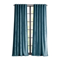 Martha Stewart Wave Embossed Velvet Curtain Panel Pair, Blue, Pole Top/Back Tab, 100% Polyester, 37"W x 95"L, Adult