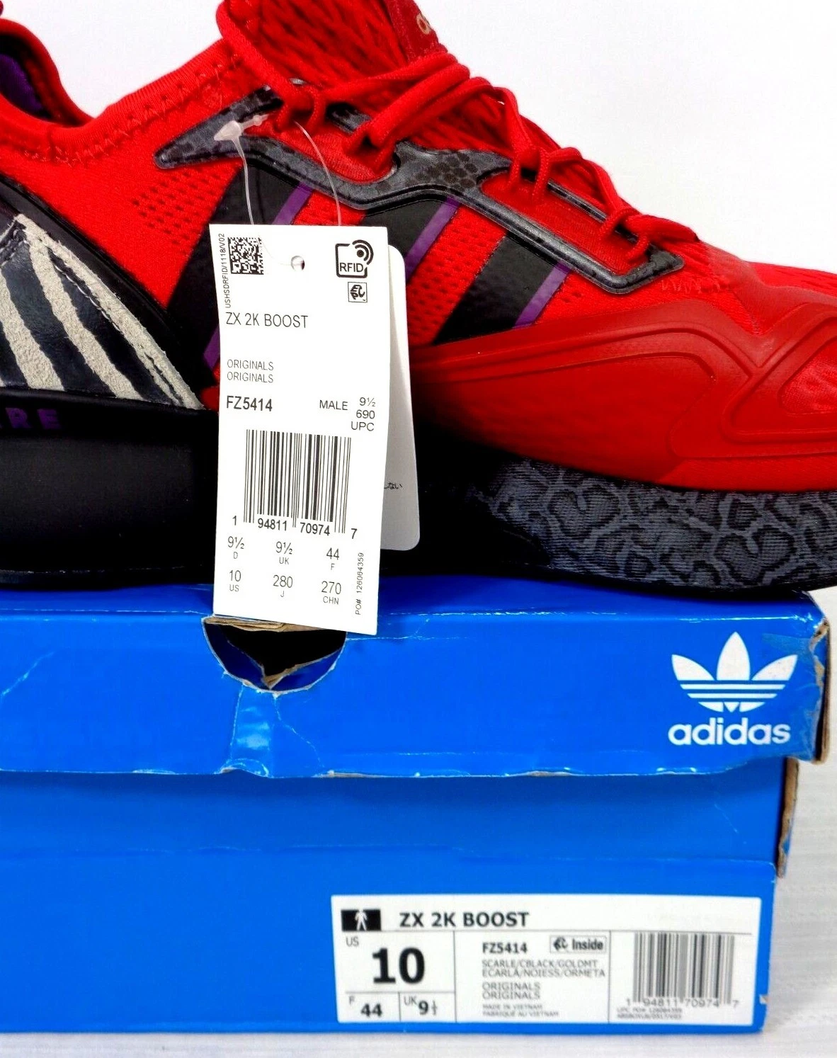 Adi - das Men Athletic Shoes ZX2K Jalen Ramsey Boost Running Red 