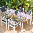 thumbnail image 2 of Easter Gnomes Bunnies Table Cloths for 3 Foot Rectangle Tables, Spring Easter Eggs Floral Purple Plaid Patio Waterproof Elastic Fitted Tablecloths, Washable Rectangular Table Cover for Camping, 2 of 8