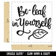 thumbnail image 2 of Be-Leaf Believe in Yourself Motivational Quote Pun Self-Inking Rubber Stamp Ink Stamper - Lime Green Ink - Small 1 Inch, 2 of 7