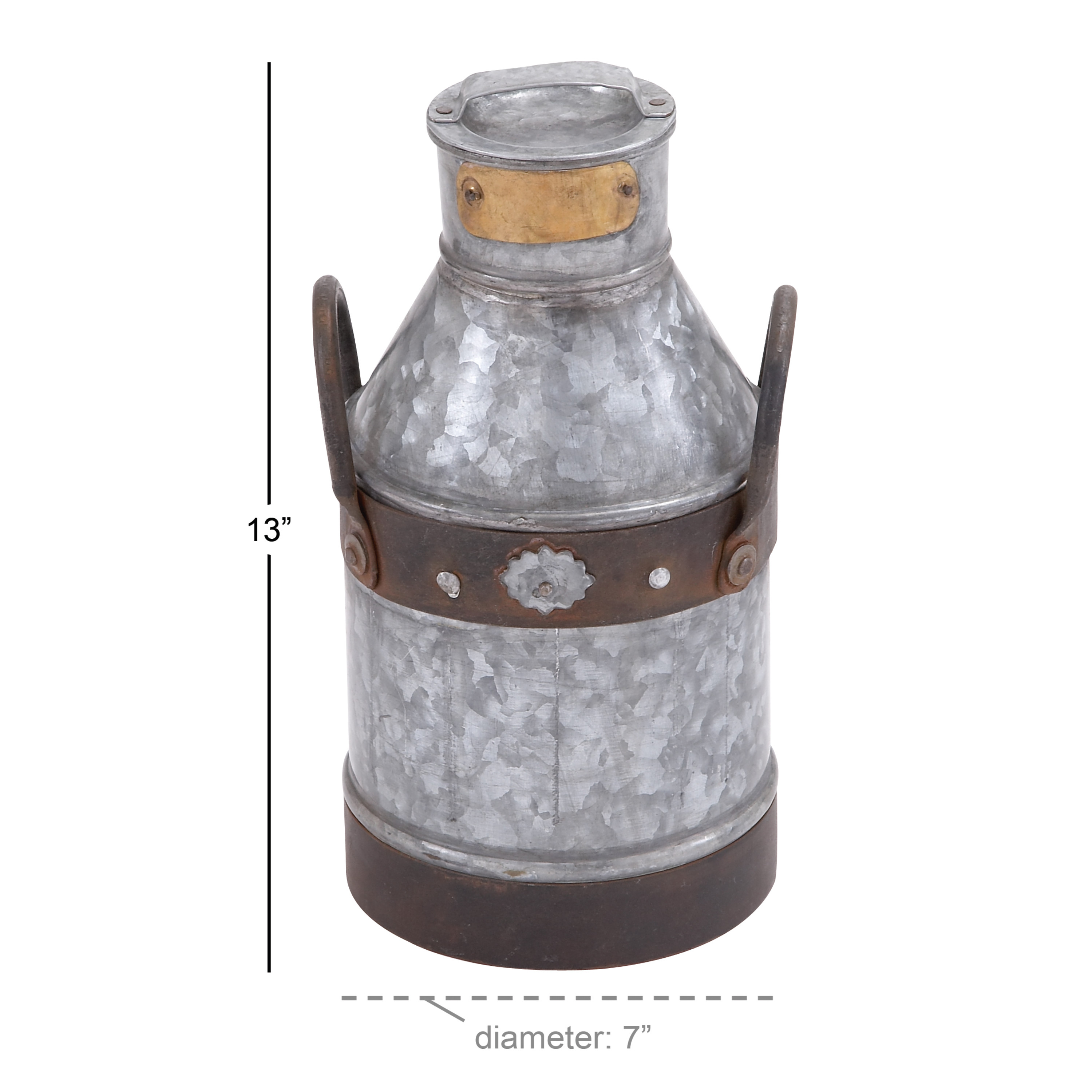 DecMode 13"H, 7"W Metal Farmhouse Decorative Jar, Grey, 1 - Piece