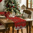 thumbnail image 5 of ERUNPONLY Red Christmas Table Runner - 36 Inch Long Xmas Snowman Truck Snowflake Tree Balls Cotton and Linen Blended Dress Scarves Farmhouse Table Runner for Kitchen Dining, Coffee Table, 13" x 36", 5 of 7
