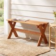 thumbnail image 2 of 36" Teak Oil Hardwood Backless Garden Bench, 660 LBS Load Capacity 2-Person Outdoor Bench, 2 of 10
