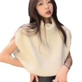 thumbnail image 4 of Suéter elegante de otoño con cuello alto y manga corta de lana para mujer, suéter a juego de moda, 4 of 6