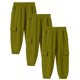 thumbnail image 1 of Pantalones deportivos largos para niños, 3 piezas, color sólido, cintura elástica con bolsillos laterales, ajustados, de poliéster, 1 of 5