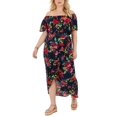 thumbnail image 1 of Band of Gypsies Trendy Plus Size Off-The-Shoulder Floral-Print High-Low Dress, 1 of 1
